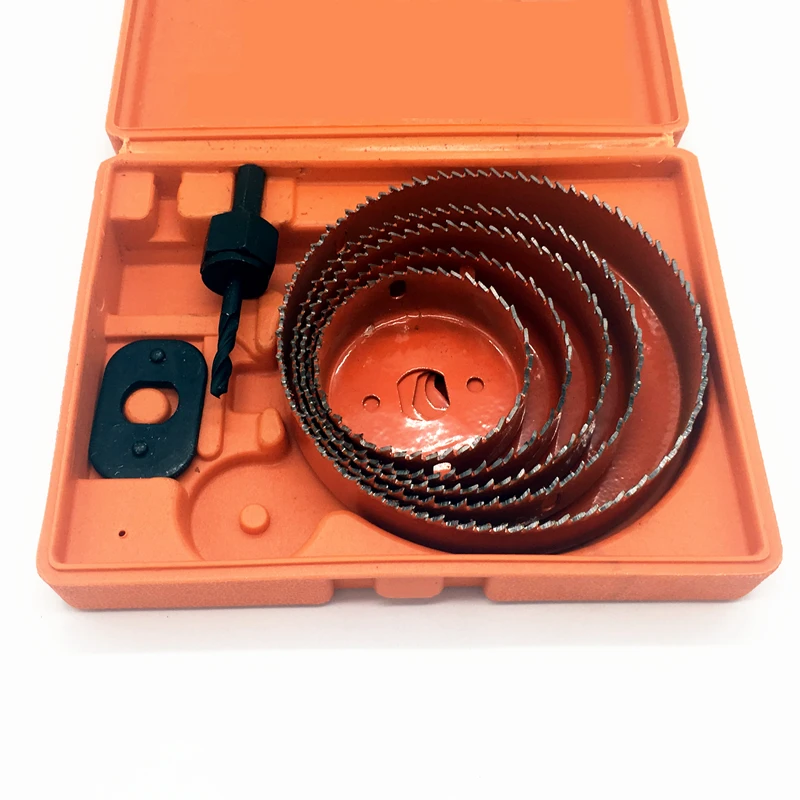 7pcs DIY Hole Saw Tools Drill Bit Cutting Set Kit 64mm-127mm Wood Sheet Metal Alloys Circular Round Case Bits with Mandrel | Инструменты