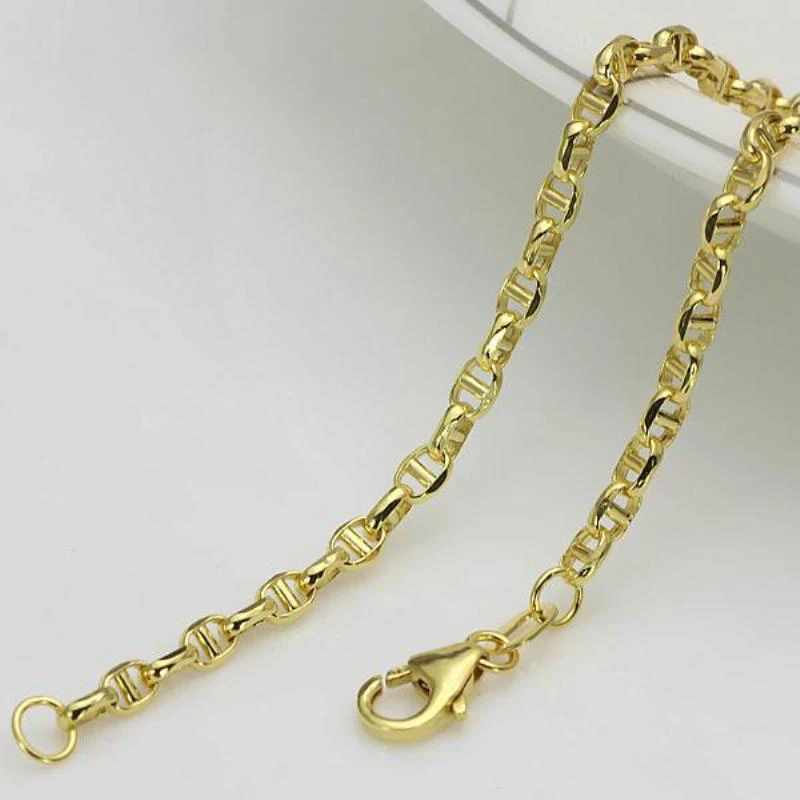 Изысканная цепочка из желтого золота Au750, Настоящее 18 K, Женское и мужское ожерелье-шпилька, 24 дюйма