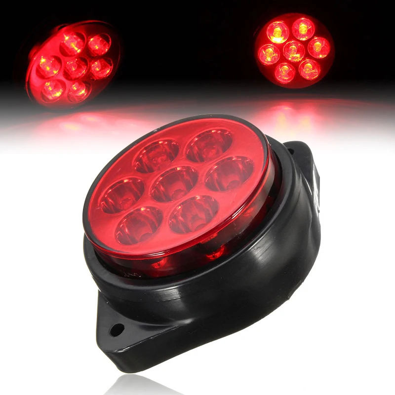 JXLCLYL  Red 7 LED Round Side Marker Indicator Clearance Light Car Truck Trailer