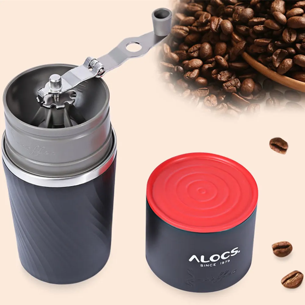 ALOCS CW-K16 portátil vajilla al aire libre cafetera 4 en 1 Acero inoxidable Camping Manual fácil molinillo de café vajilla de Camping