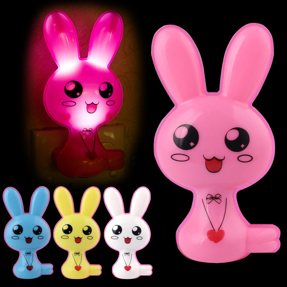 2017 Novelty Rabbit Smile Face Night Light Childrens Bedroom Nursery