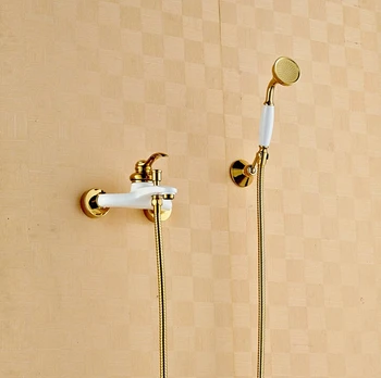 

Free Shipping Grilled White Bathroom Single Handle Wall Mounted Bathtub Shower Set Mixer Set Faucet Tap Bathroom Shower SF-4011