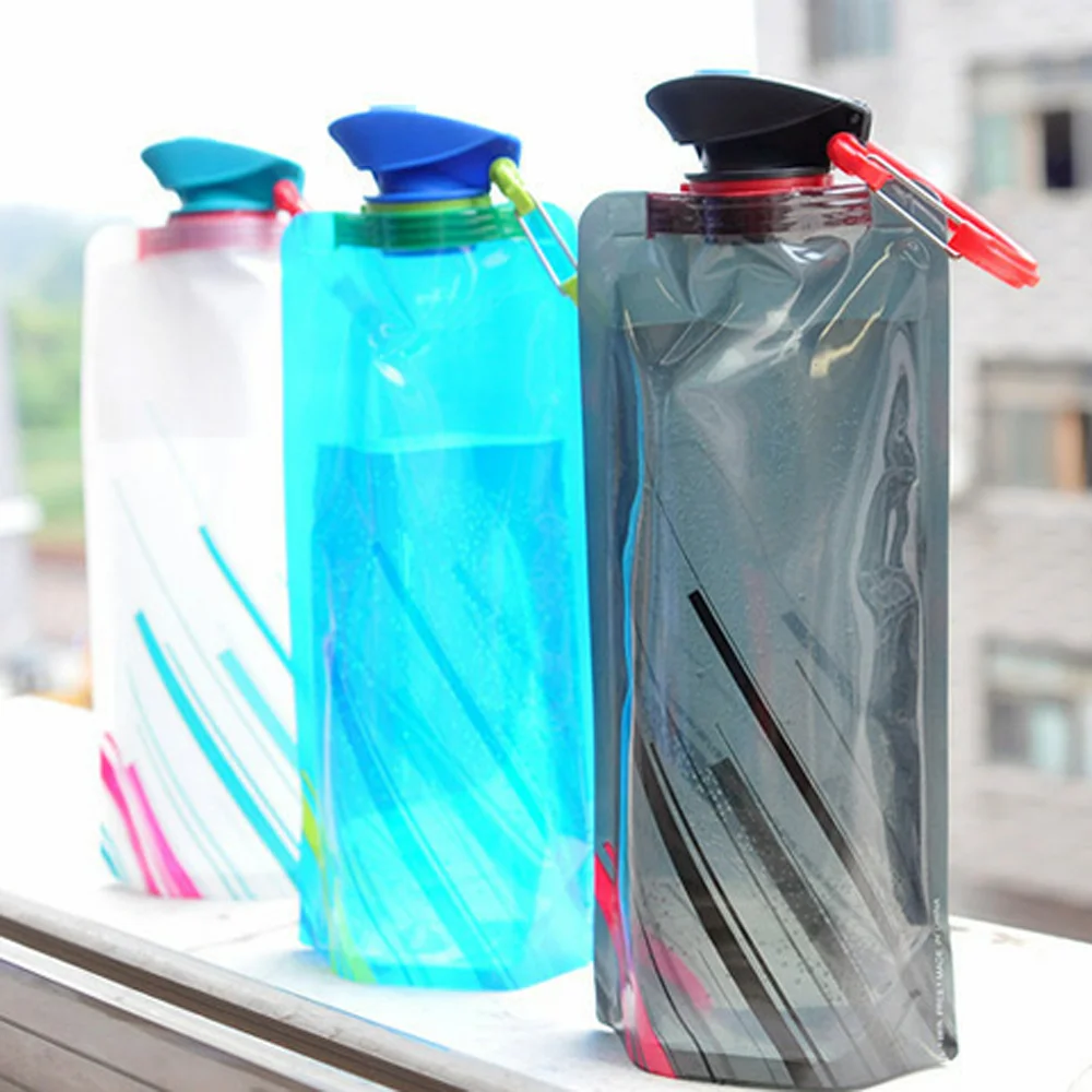 700 мл портативные многоразовые бутылки для воды с крюком Складная герметичная бутылка для воды для спорта на открытом воздухе путешествия чайник