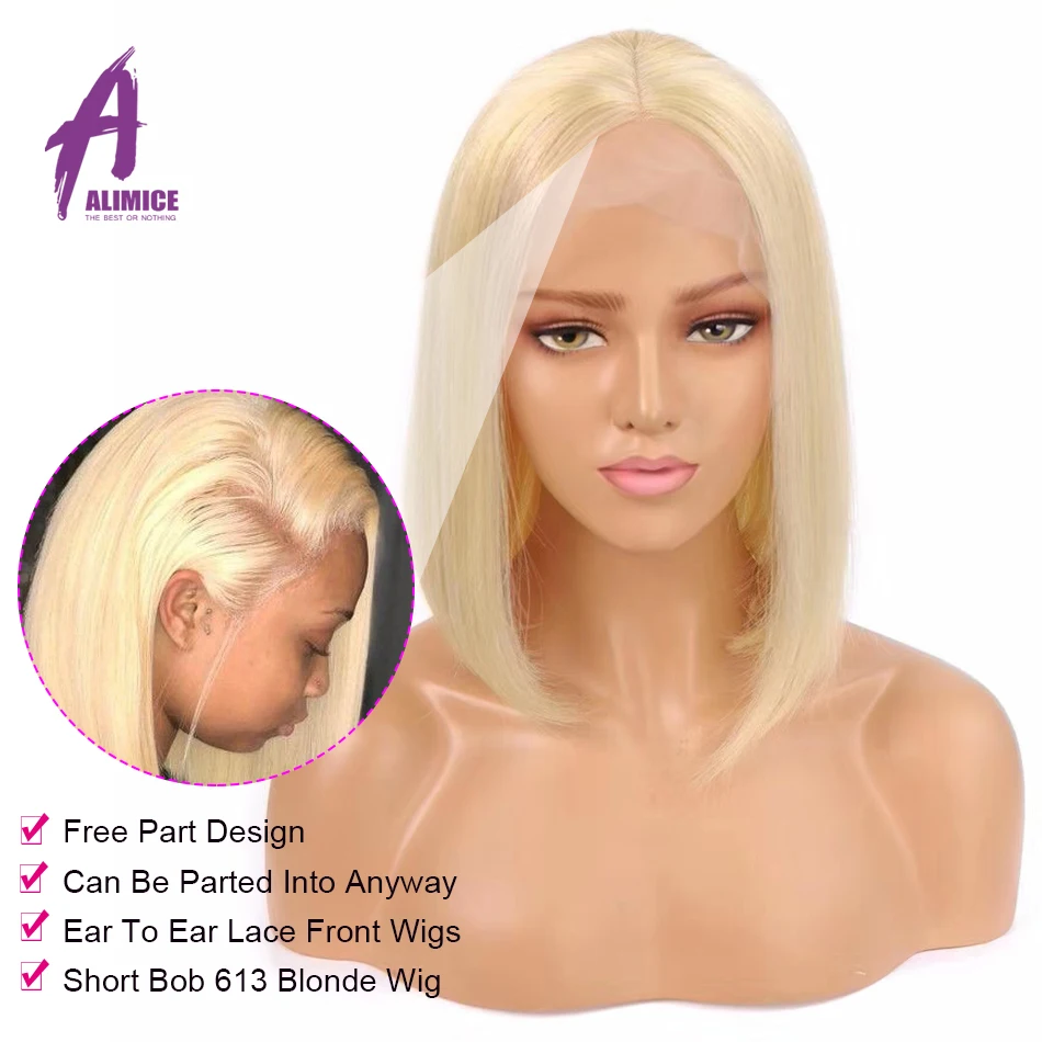 613 Blonde Short Bob Full Lace Wig Pre plucked With Baby Hair Peruvian Straight Human Remy Full Lace Wigs Can Be Dyed Any Color (25)