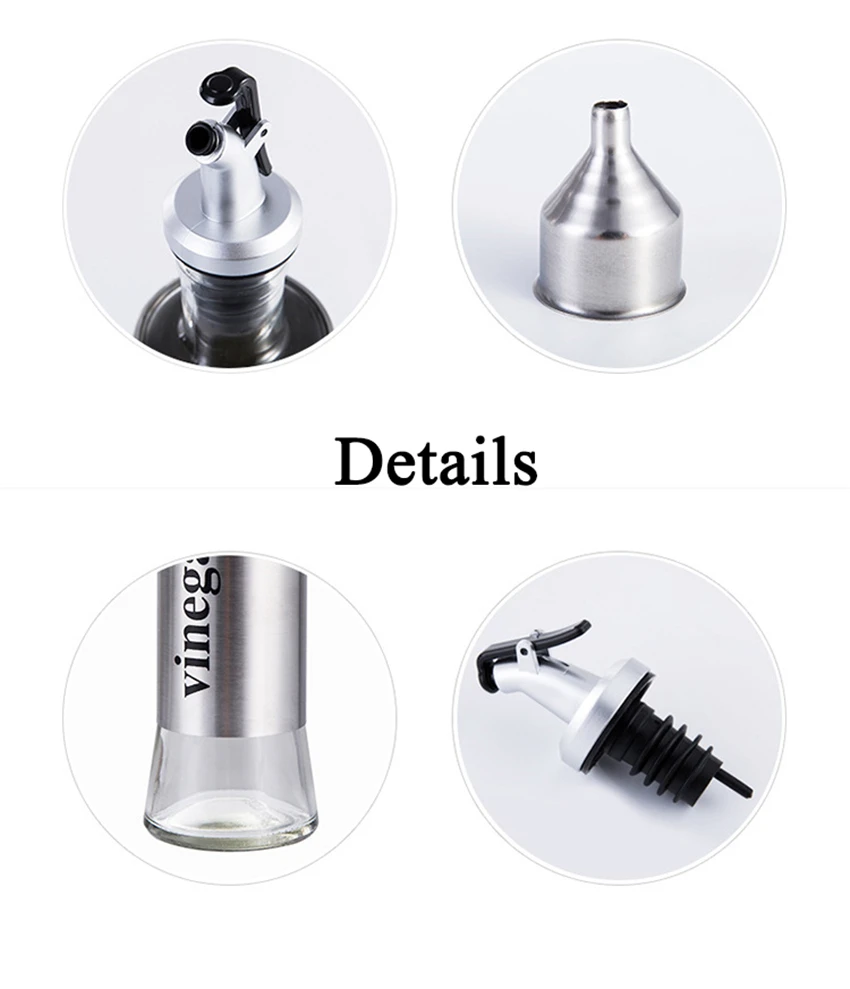 Useful 300ML Olive Oil Dispenser Bottle with Funnel Stainless Steel Oil Pourer Dispensing Bottles Oil Vinegar Sauce Bottle