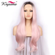 Термостойкие синтетические парики на шнурках спереди для женщин черные Омбре розовые парики женский парик длинные натуральные волны Косплей