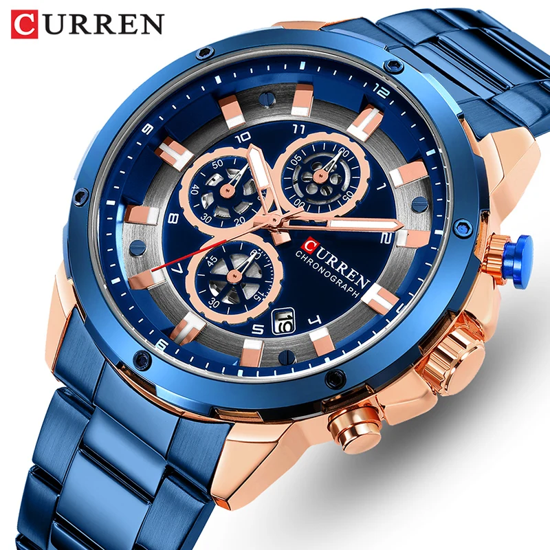 

CURREN Watch Men Top Luxury Brand Stainless Steel Quartz Watches Men's Waterproof Chronograph Sport Male Clock Relogio Masculino