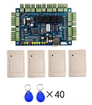 

TCP/IP 4 Door Access Control Board System Wiegand Access Control Panel + 4PCS RFID Reader +40 Pcs Keyfobs