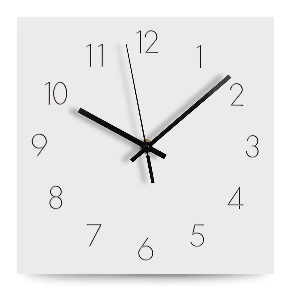 US $21.83 Large Wooden Wall Clock Modern Design Silent Digital Clock Square Living Room Wood Hanging Wall Clocks Home Decor 12 Inch