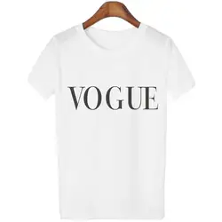 Корейский стиль летние белые топы VOGUE с буквенным принтом женская одежда 2019 повседневные свободные футболки с короткими рукавами и круглым