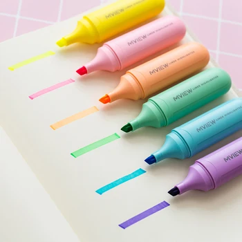 

1-Piece Liner Highlighter Yellow Pink Blue Green Purple Orange Cute Highlight Marker Pens Oblique Toe School Office Suppllies