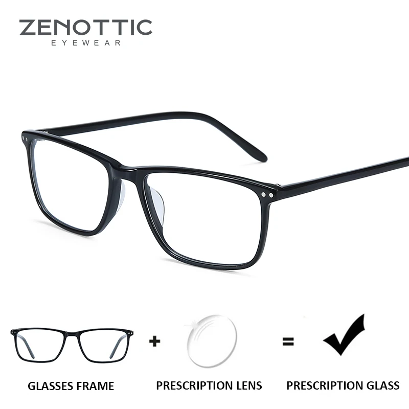 

ZENOTTIC Black Square Prescription Glasses for Men Anti-Blue-Ray Lens Clear Eyewear Optical Myopia Eyeglasses Photochromic 2019
