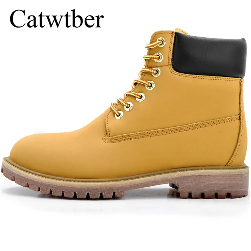 

Catwtber Outdoor Leather Martin Snow Boots Casual Round Toe Ridding Shoes Business Women Winter Unisex Oxfords Handmade Footwear