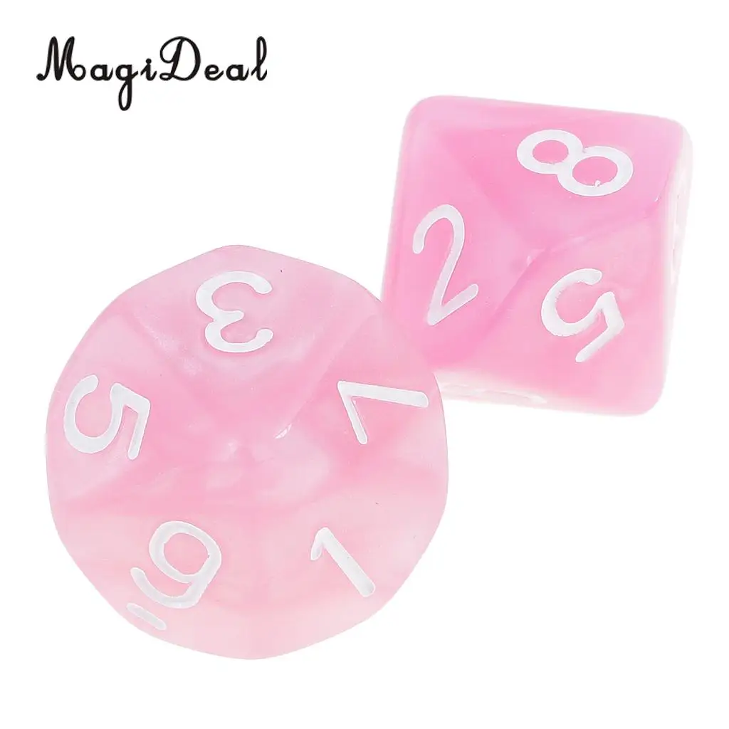 MagiDeal 10pcs 10 Sided Dice D10 Polyhedral Dice for Table Games Dungeons and Dragons Pub Club Games Supplies Pink