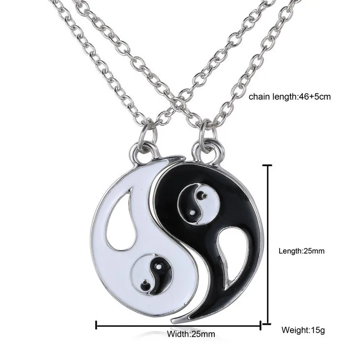2P Инь Ян головоломка кулон ожерелье черный белый пара ожерелье сестра подруга Дружба Ювелирные изделия уникальные персонализированные подарки