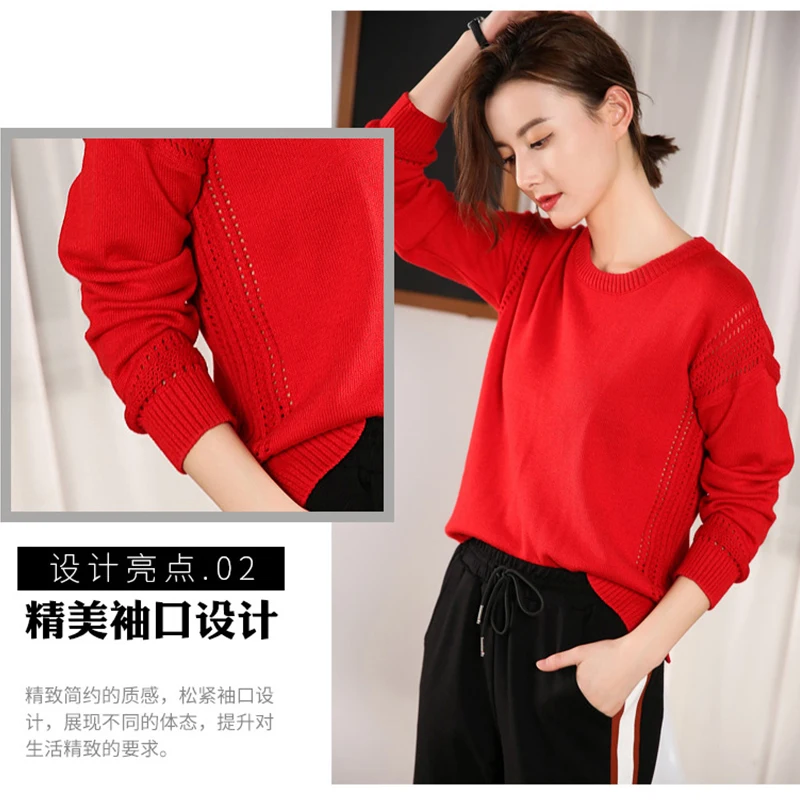 ZEHANGSEA-Knitted Women's Openwork Sweater Long Sleeve Tops Solid Color Pullover 2019 Korean Sweater Autumn Winter-Free shipping
