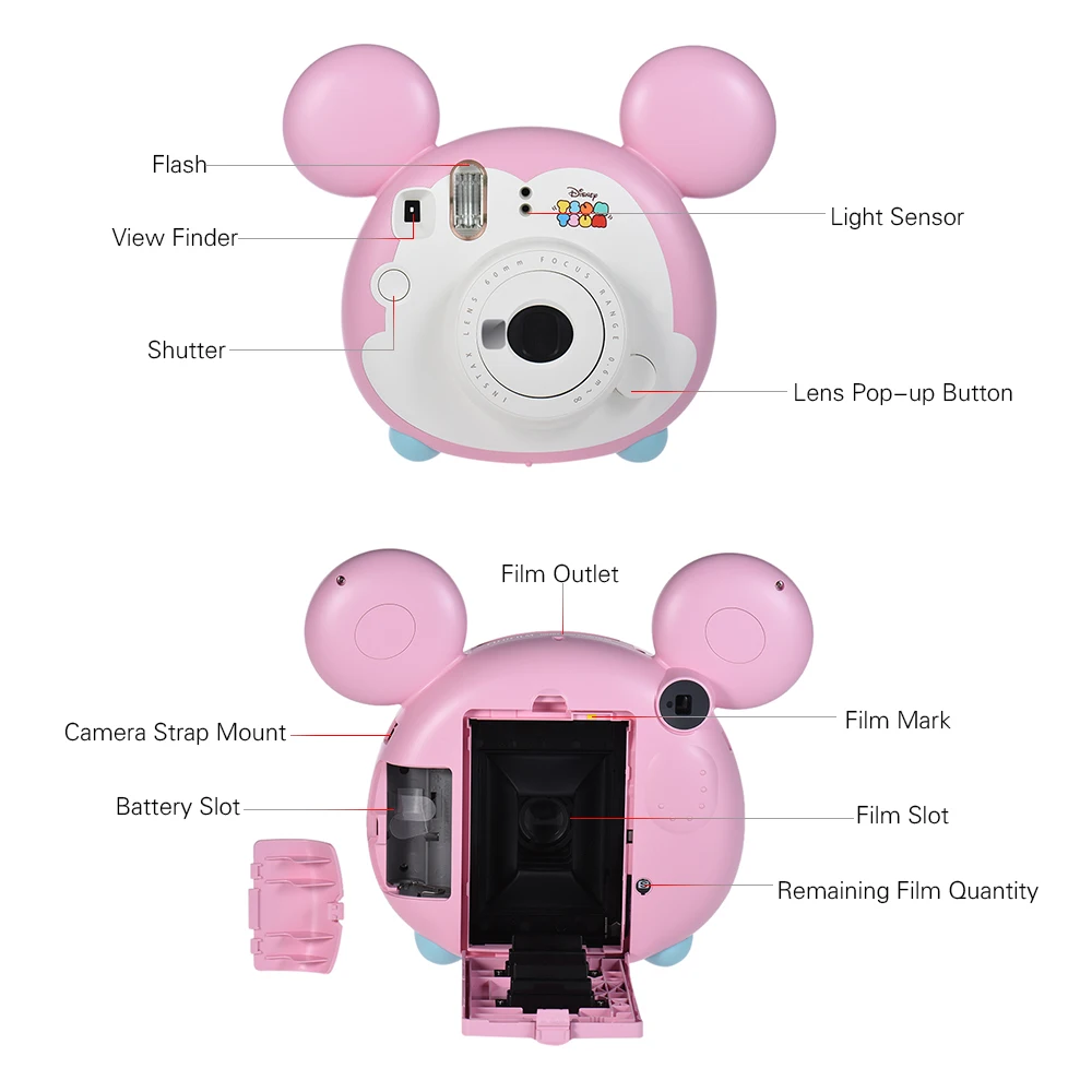 Fujifilm Instax Mini TSUM cámara de película instantánea + 10 hojas de película de primer plano lente Correa Auto medición Selfie espejo de navidad regalo