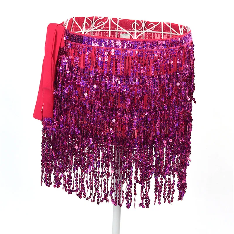 Прямая доставка 190 см Bling Танец живота хип шарф Танцы пояс юбка Блёстки кисточкой Для женщин костюм