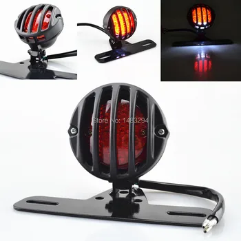 

Black Grilled LED Tail Brake Light W/ License Plate Light Fits For Harley Sportster 883/1200 XL Dyna Softail Bobber Chopper