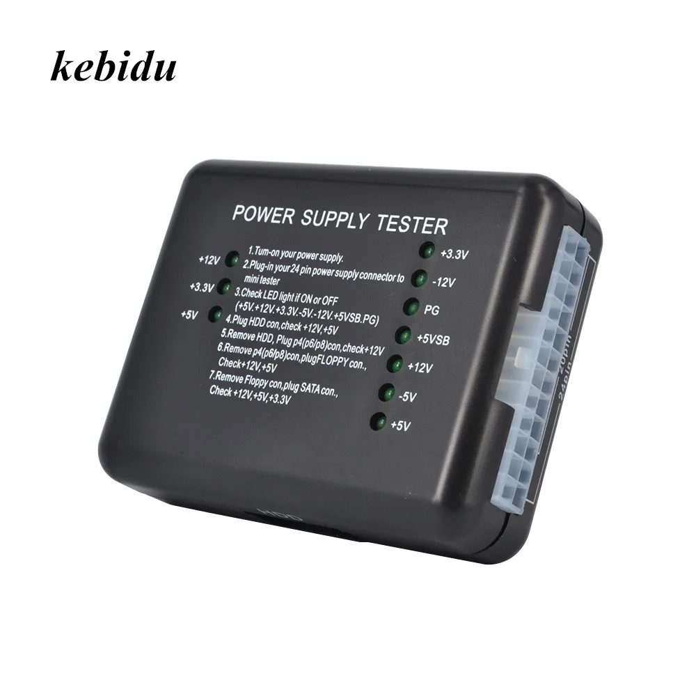 

kebidu NEW Power Supply Tester Checker LED 20/24 Pin for PSU ATX SATA HDD Meter Measuring for PC Computer 12V 5V 3.3V