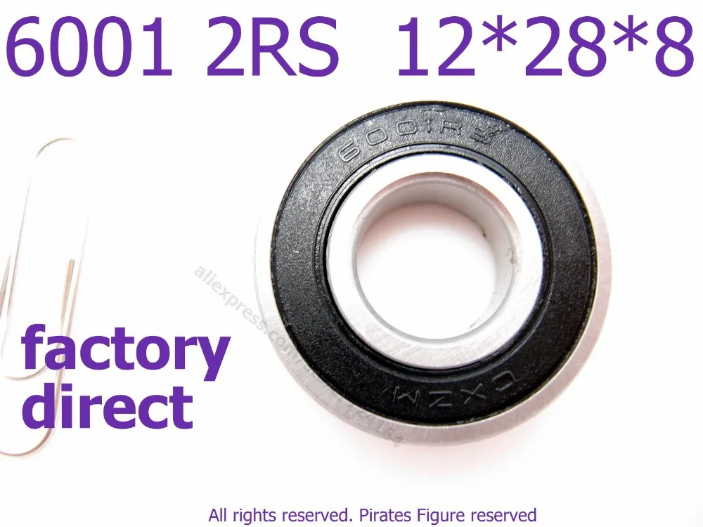

Factory Direct High quality deep groove ball bearing double rubber sealing cover 6001 2RS 6001bearing 12*28*8 mm 10PCS Wholesale