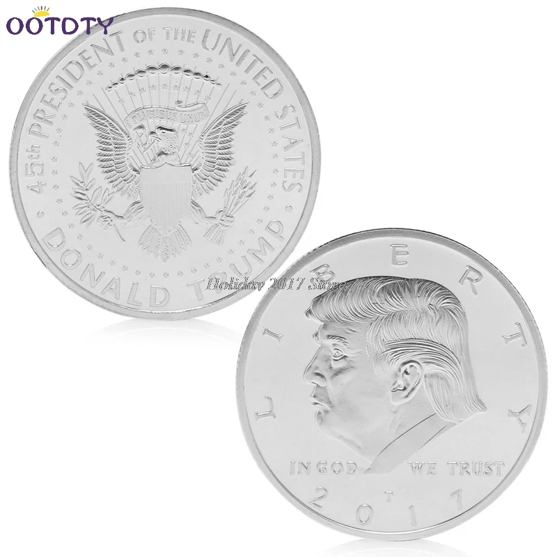 Американский 45-й президент Дональд Трамп позолоченная памятная монета Новинка жетон Jun21_25 - Цвет: Silver