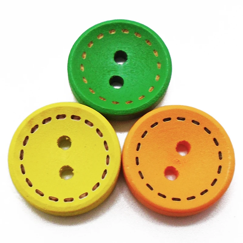 

ZIEENE 50PCs 100PCs Mixed 3 Colors 15mm Bowl Shape Laser Dashed Wooden Buttons Sewing Scrapbooking Crafts For Kids Handmade
