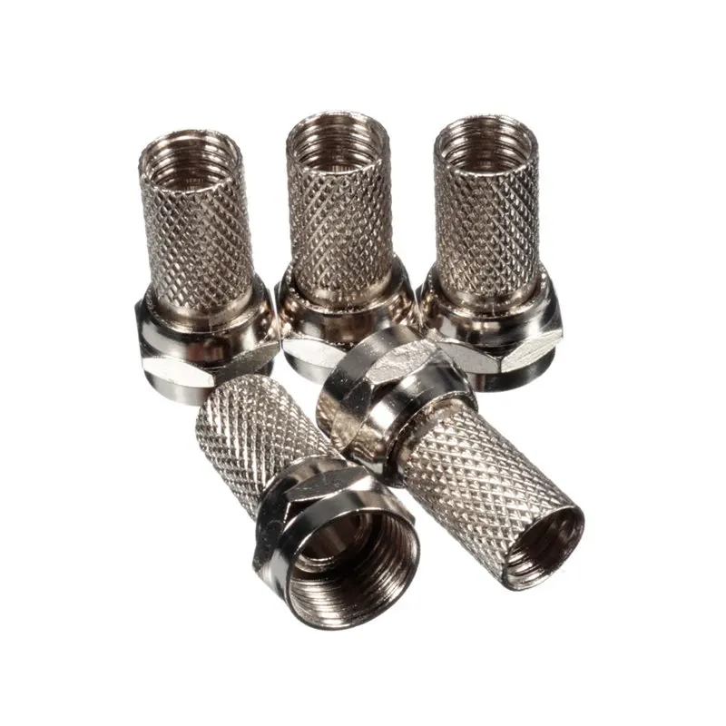 

NEW 5X Aluminium Alloy F Plug Connector RG6 Satellite Sky Virgin TV Aerial Cable Screw Twist Coax