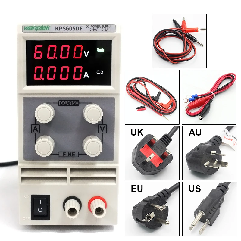 

wanptek KPS605DF Adjustable High precision LED display switch DC Power Supply protection function 60V2A 3A 5A 0.01V 0.001A