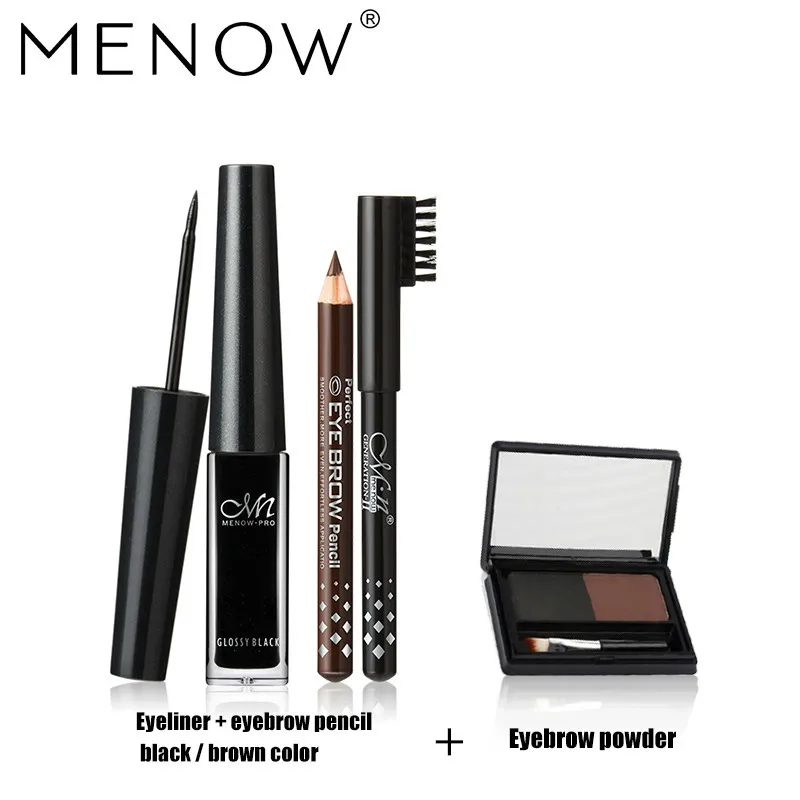 

maquillaje profesional makeup set lucky bag Cool black eyeliner eyebrow pencil + two-color eyebrow powder with eyebrow brush