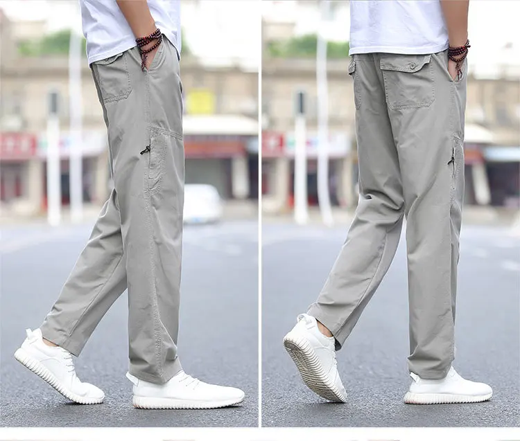 LOMAIYI размера плюс мужские брюки мужские весна осень свободные рабочие брюки мужские Чистый хлопок повседневные брюки карго с карманами на молнии BM293