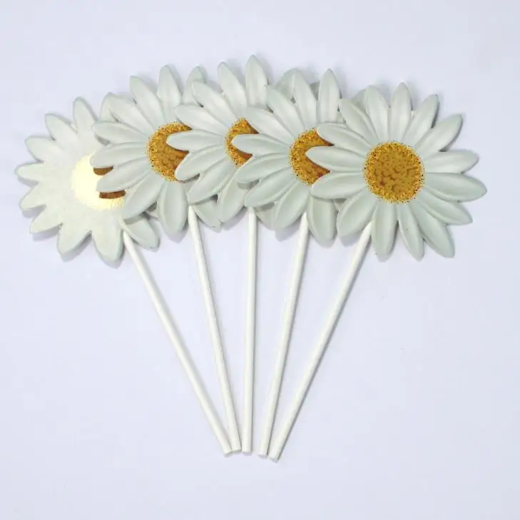 Kawaii цветы подсолнуха бумажный торт кекс Toppers Picks Детские вечерние украшения на
