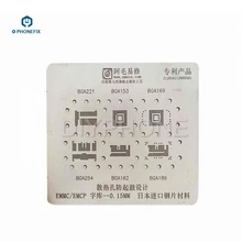 PHONEFIX 6 IN 1 BGA Reballing Stencil Template for EMMC/EMCP BGA221 BGA153 BGA169 BGA254 BGA162 BGA186 Mobile Phone Repair