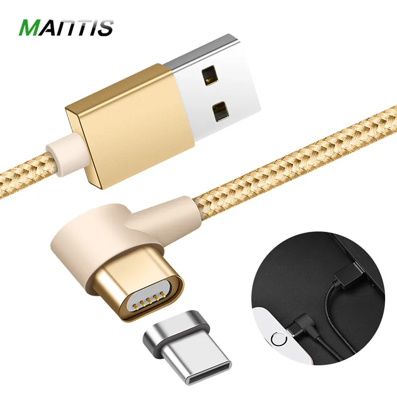 

MANTIS Type C USB C Magnetic Cable 1M L Shape Fast Charging Type-C 90 Degree Data Sync Nylon Charger Cable for Xiaomi Samsung