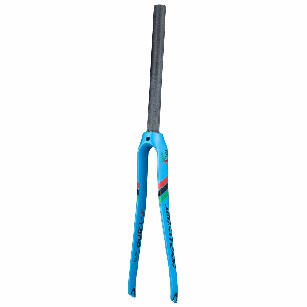 

2018 new JIMAITEAM full carbon fiber road bicycle front fork / dead flying bicycle front fork fork 700C 1-1 / 8 road bike blue