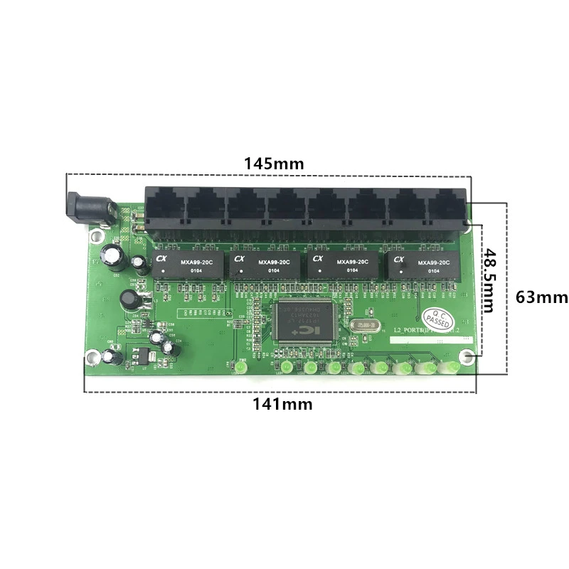 OEM Прямая с фабрики мини Быстрая зарядка 10/100 Мбит/с 8-портовый Ethernet сетевой переключатель концентратора доска двухслойная модель 2 rj45 1* 8pin головкой порт