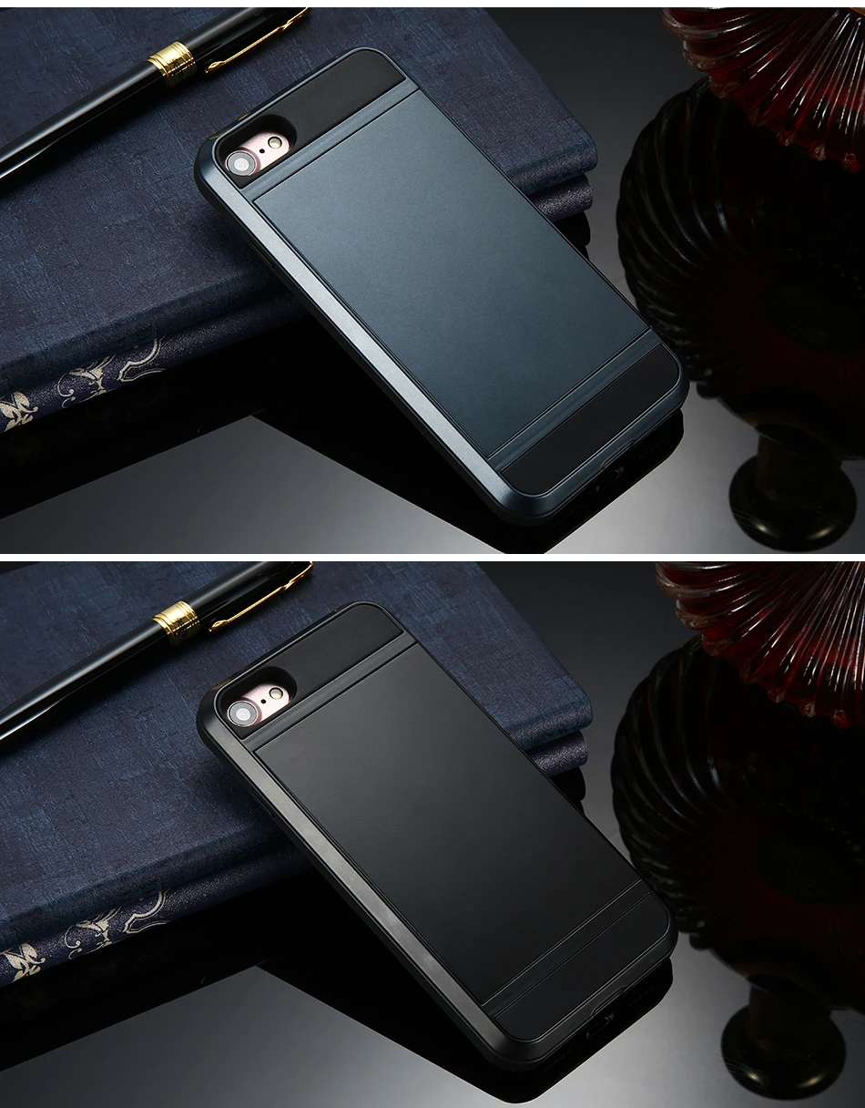 MR.YI Armor Case For iPhone 7 6 6S Plus 5 5S SE 5C Back Cover Slide Hidden Card Holder Phone Case For iPhone 5 6 6S 7 Plus Cover (18)