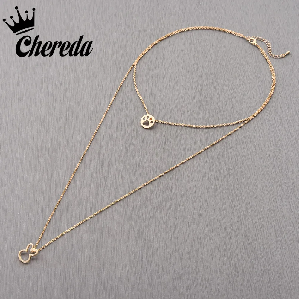 

Chereda New Trendy Hollow Rabbit Necklace For Women Unique Beach Multi Layer Long Chain Choker Fine Fashion Jewelry Accessories
