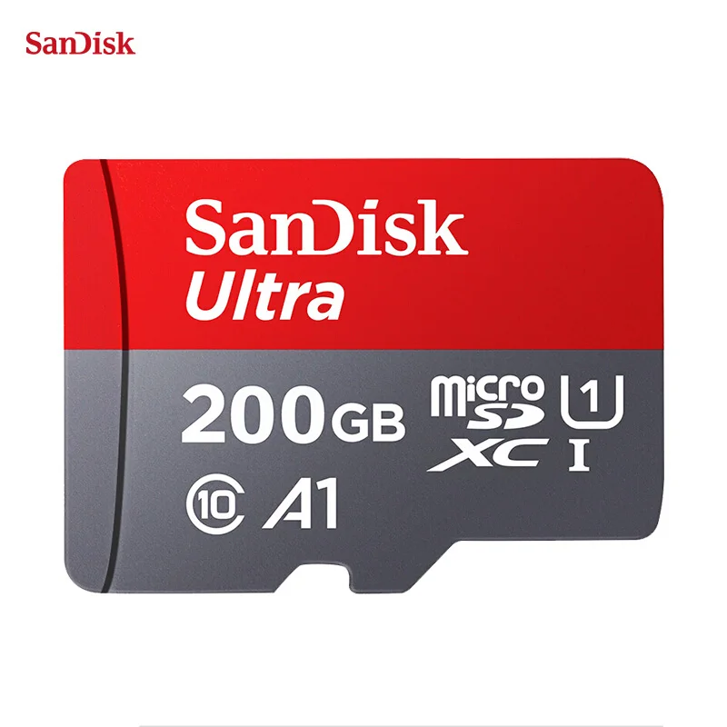 Двойной флеш-накопитель SanDisk A1 Micro SD Card 64 Гб 100 МБ/с. 16 Гб оперативной памяти, 32 Гб встроенной памяти, 128 ГБ 256 200 400 U1 Class 10 карта памяти microsd флэш-карты памяти - Емкость: 200GB A1