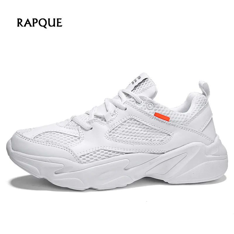 Men trainers shoes men's Platform sneakers men mesh breathable mans footwear walking shoes begin white black big size 47