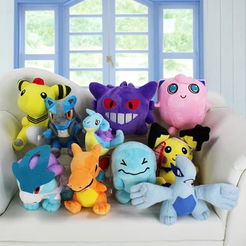 

Retail 1Pcs Anime Ampharos Lucario Gengar Jigglypuff Lapras Suicune Lugia Wobbuffet Charizard Plush Stuffed Soft Dolls 14~20cm