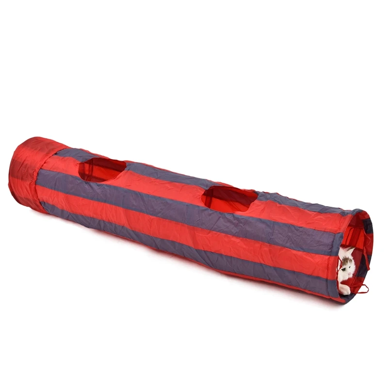 PAWZRoad Pet Cat Play Tunnel Toys Red-Gray Collapsible 2 Holes Cat Tunnel Play Crinkle Sound Cat Small Animal Rabbit Play Tunnel PAWZRoad Pet Cat Play Tunnel Toys Red-Gray Collapsible 2 Holes Cat Tunnel Play Crinkle Sound Cat Small Animal Rabbit Play Tunnel