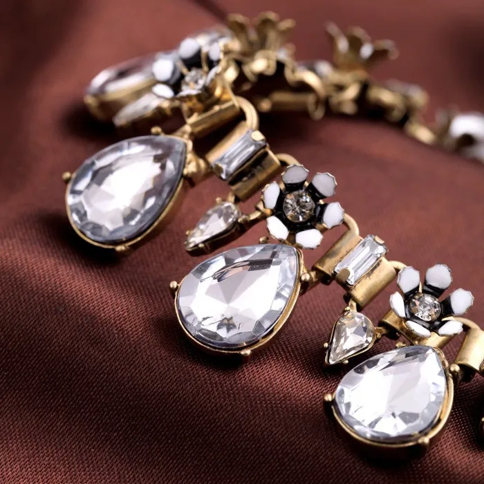 Ювелирные изделия joolim оптом/Роскошный прозрачный розовый каплевидный чокер ожерелье массивное ожерелье нагрудник ожерелье