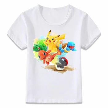 

Kids T Shirt Pokemon Starters Squirtle Charmander Bulbasaur and Pikachu Children T-shirt Boys and Girls Toddler Tee oal092