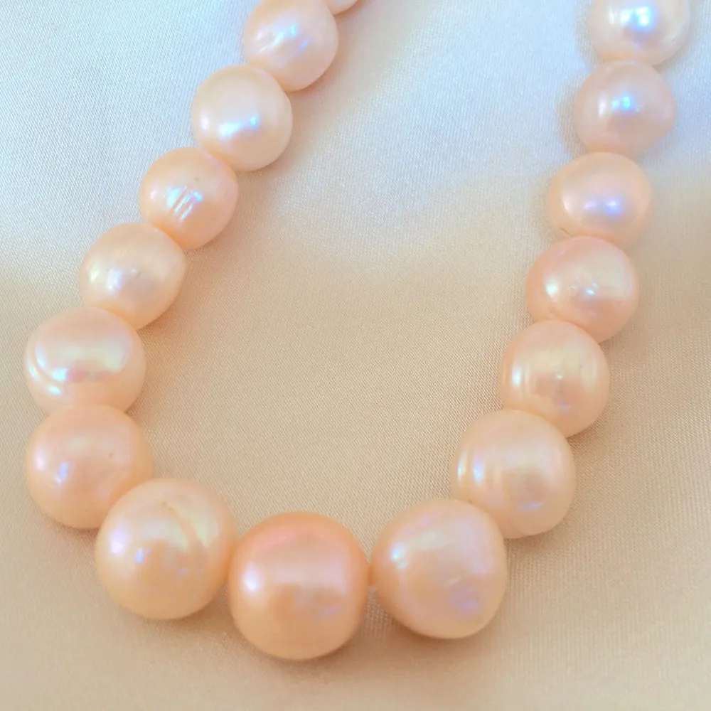 

huij 00357 AA+ Pink Near Round Natural Cultured Freshwater Pearl Loose Beads 1 strand 15''