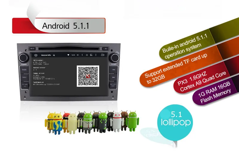 Cheap 1024*600 Quad Core Android 5.1.1 Car DVD GPS For Opel Astra H Vectra Corsa Zafira B C G with 1.6Ghz CPU 1GB RAM 16GB Flash 3