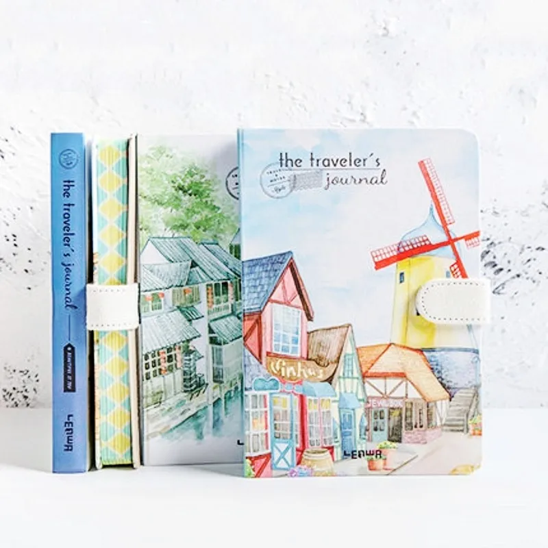 

Creative Stationery Handbook Hardcover Color Magnetic Buckle Traveler Journal Bullet Sketch Planner Diary A5 Grid Blank Notebook