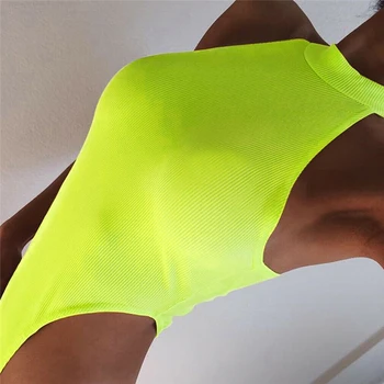 

2019 New Sexy Women Sleeveless Bodysuit Summer Clothes High Waist Female Summer Halter Style Low Cut Female Sexy Hot Playsuit