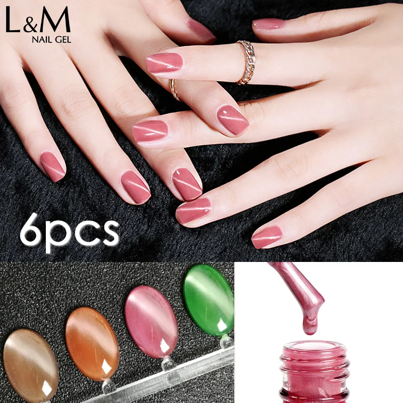 6pcs ibdgel Jade Cat Eyes Gel Nail Polish Art Soak Off Led UV Gel Nail