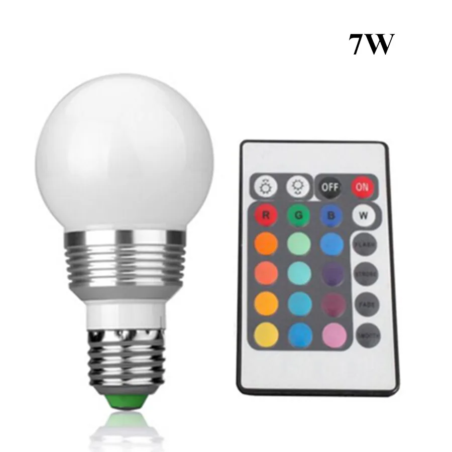Полноцветная Светодиодная лампа E27 E14 B22 RGB 5 Вт 7 светодиодный шар 110 В 220